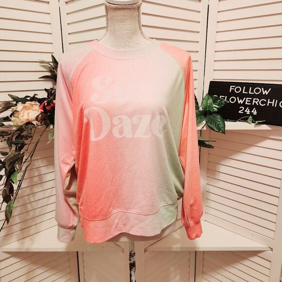 WILDFOX SUN DAZE SOMMERS SWEATSHIRT NEON SHERBERT SIZE SMALL - Picture 2 of 7